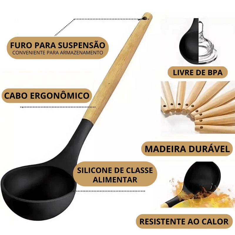 Kit Cozinha 19 Peças Em Silicone Premium