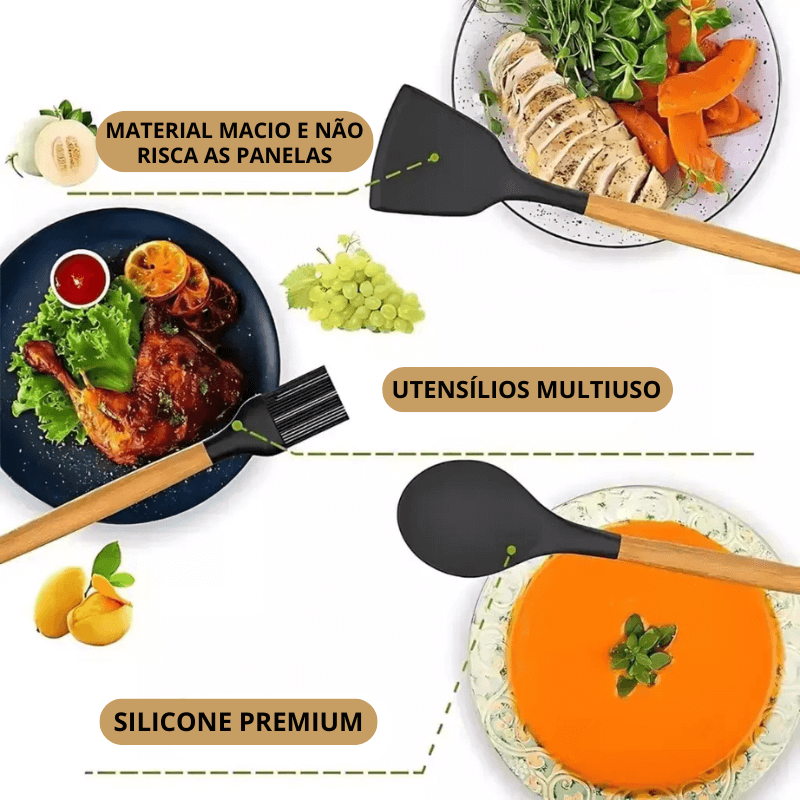 Kit Cozinha 19 Peças Em Silicone Premium